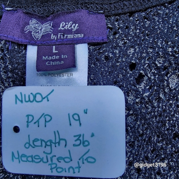 NWOT BLACK/BEIGE CROCHETED TOP/BEACH COVERUP LILY BY FIRMIANA - SIZE LARGE - Picture 12 of 12